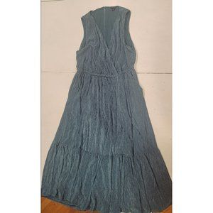 Torrid Teal Midi Crinkle Knit Surplice Skater Dress 14478080, Size 0 (12/14)